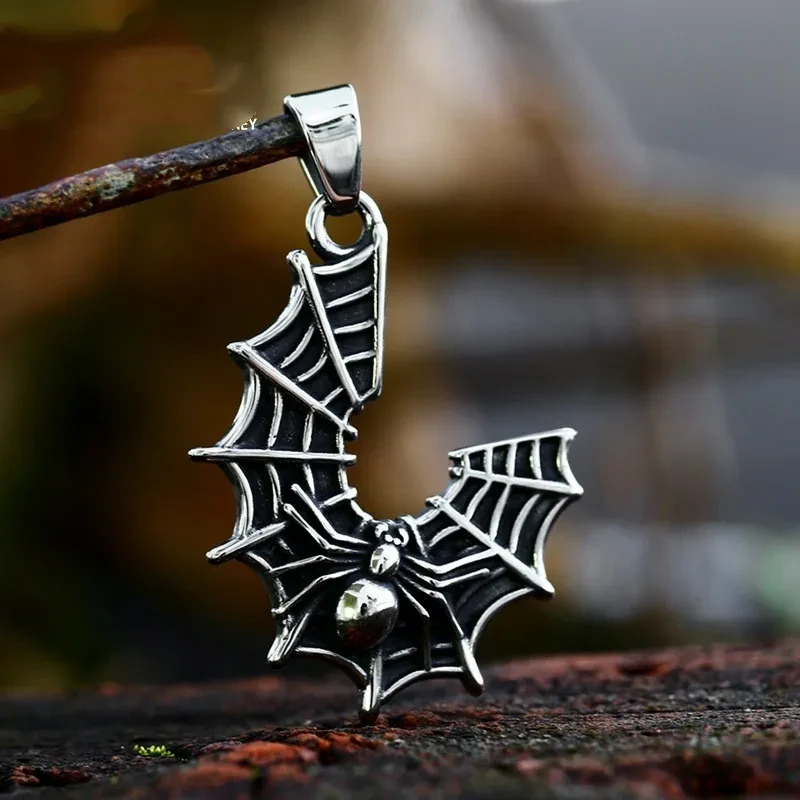 Stainless Steel Spider Web Necklace Pendant