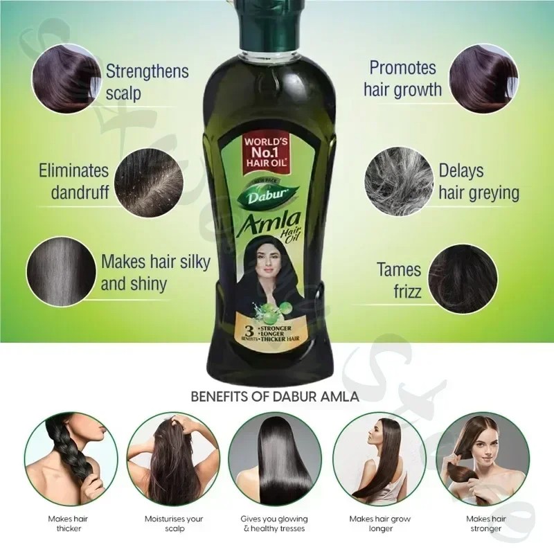 Dabur Amla Hair Oil Nourishing Indian Gooseberry Oil for Black, Smooth, and Healthy Hair, 180ml