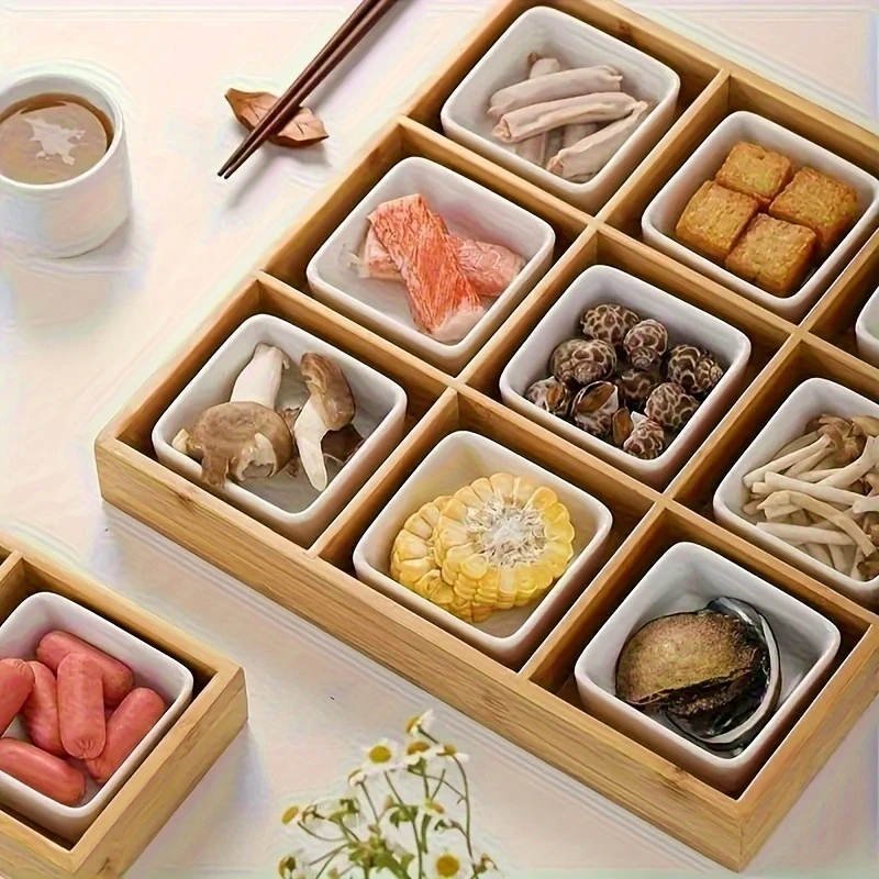 9 Compartment Bamboo Storage Box for Snacks