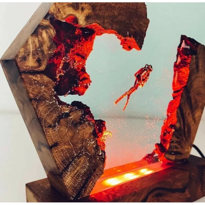 Ornaments Luminous Diver And Humpback Whale Night Light Home Decoration