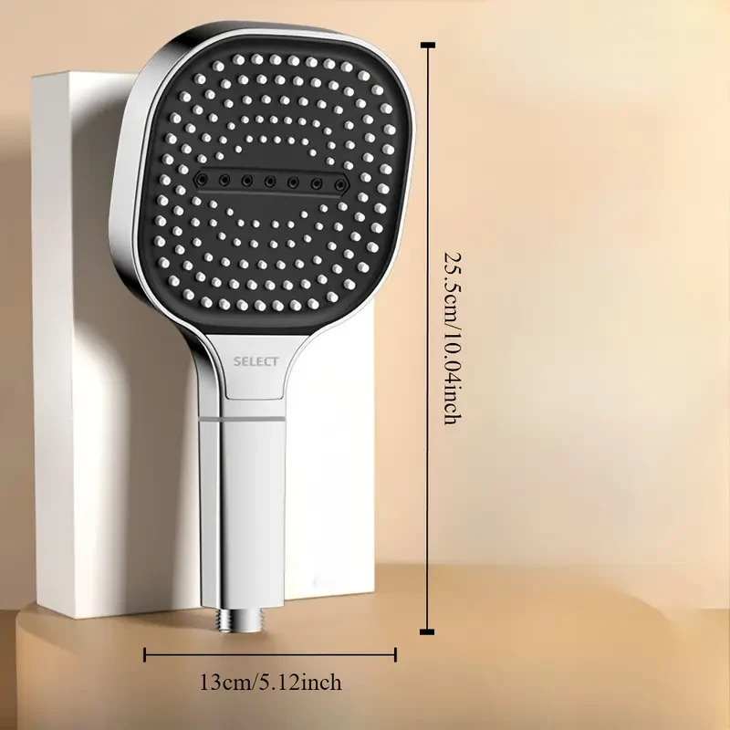 High Pressure Water Massage Shower Head with Filter - Wall-Mounted, Square Design