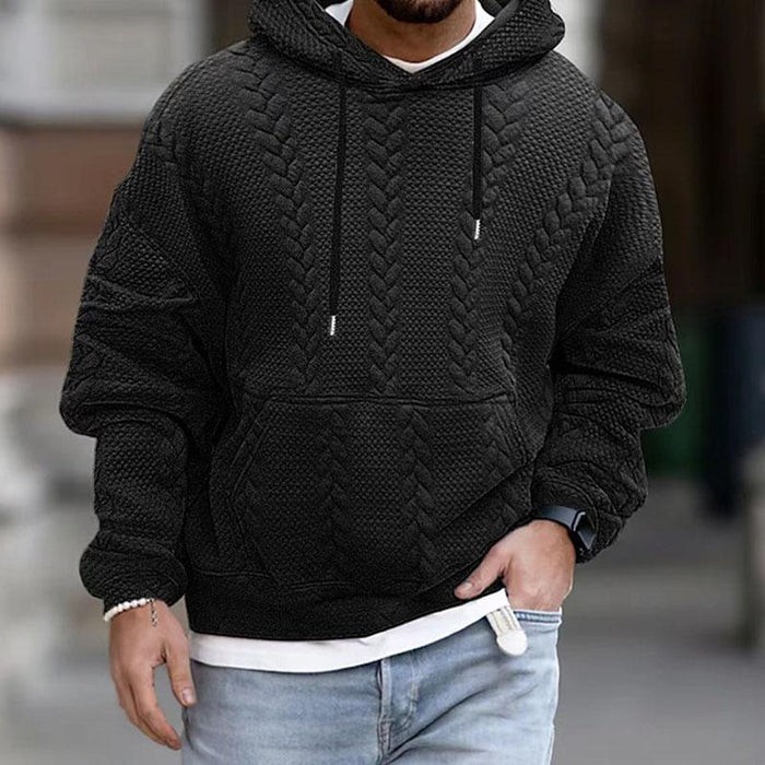 Men's Casual Printed Kangaroo Pocket Long Sleeve Hoodi