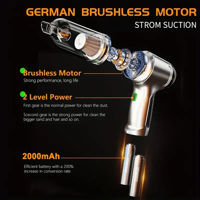 QILIEASY 3-in-1 Strong Suction Handheld Vacuum Cleaner