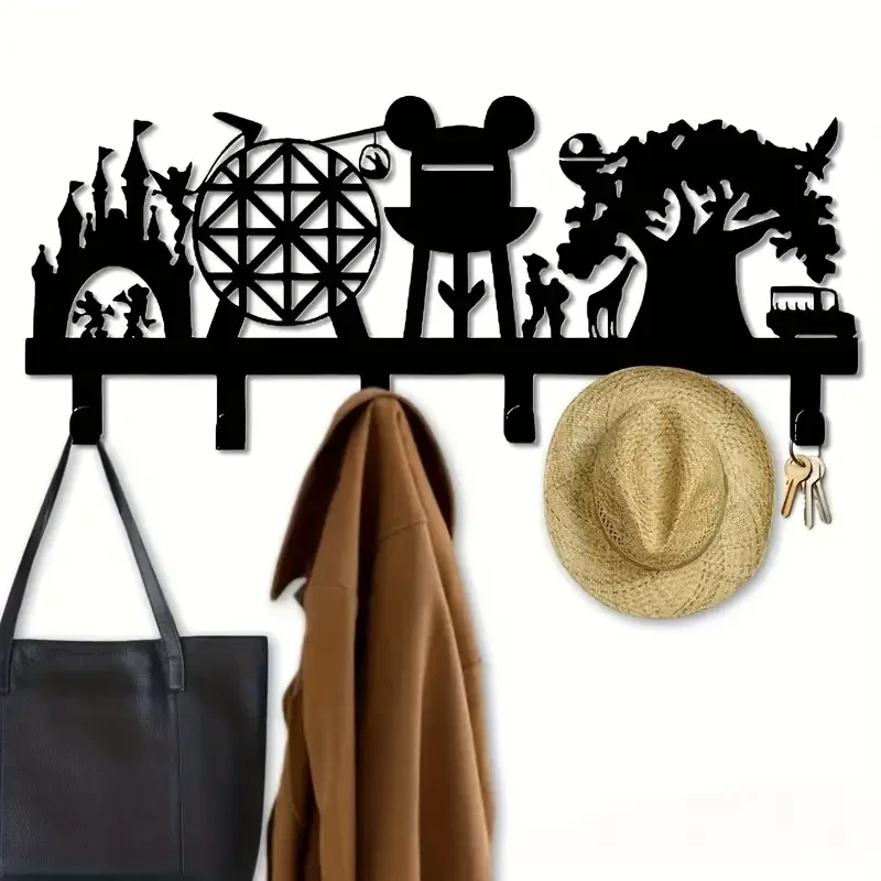 Multifunctional Metal Wall Art with Hooks and Keychains