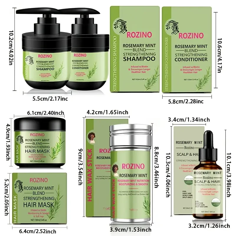 The gift box contains shampoo, conditioner, hair mask, hair oil, and hair wax stick