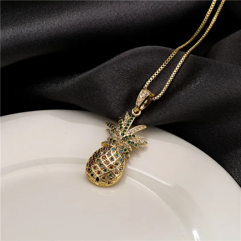 Women's Tropical Fruit Pineapple Pendant Necklace