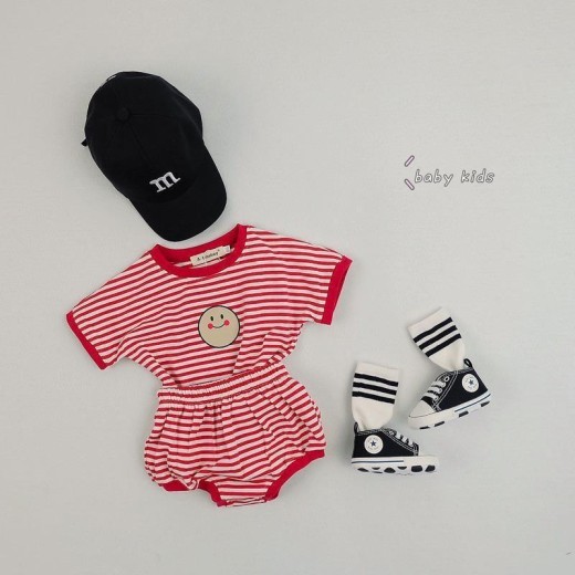 Striped Short-sleeved T-shirt Bread Shorts Suit Infant Two-piece Set