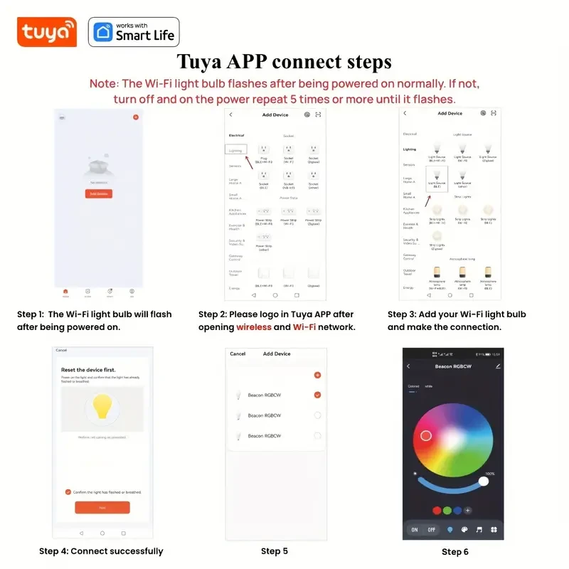 4pcs Tuya Smart Wi-Fi LED Light Bulbs