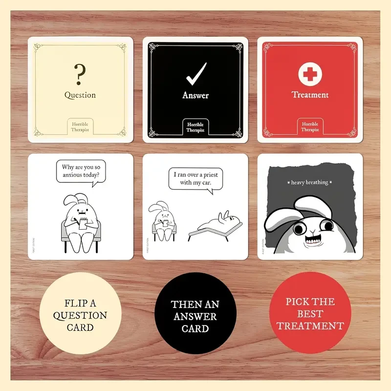1pc "The Oatmeal" Horrible Therapist Card Game - Hilarious Adult Party Game