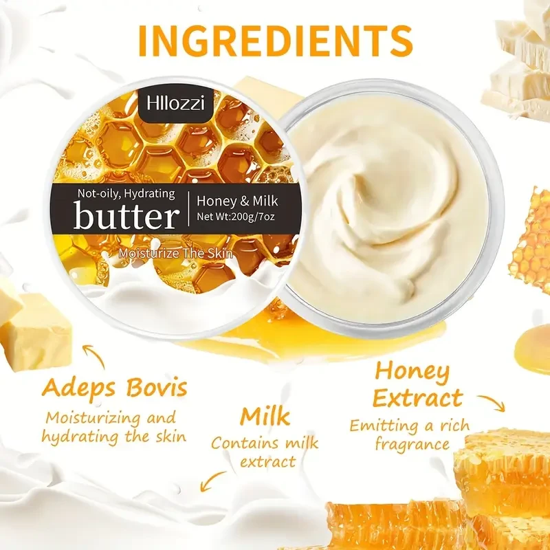 Hllozzi Honey & Milk Hydrating Body Butter, 7oz