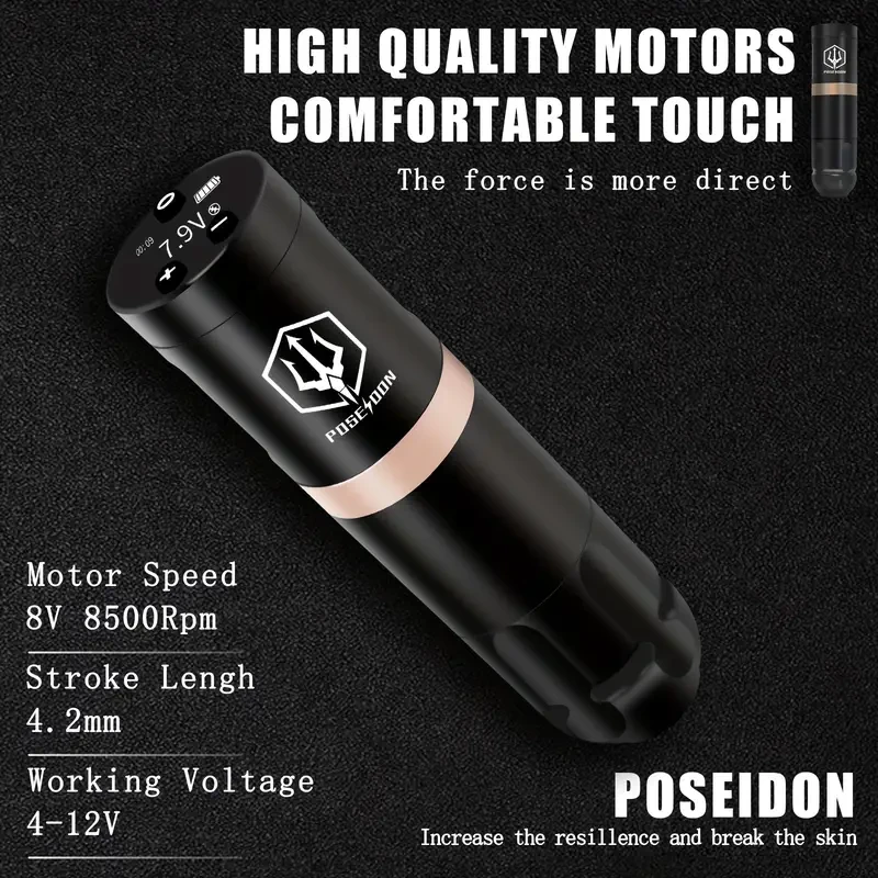 POSEIDON Rotary Wireless Tattoo Pen Kit with USB Power Supply