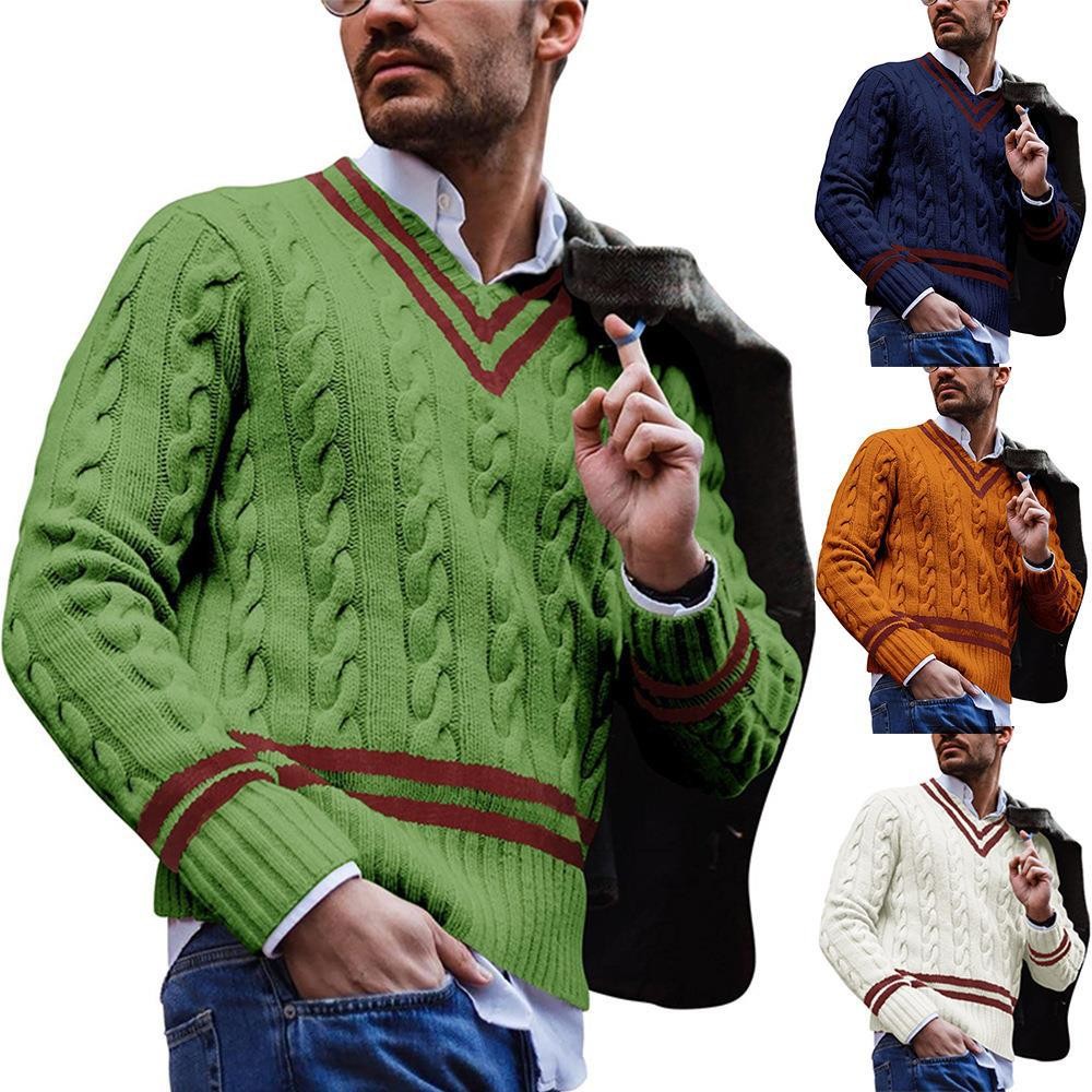 VividLine Men's V-Neck Fusion Sweater