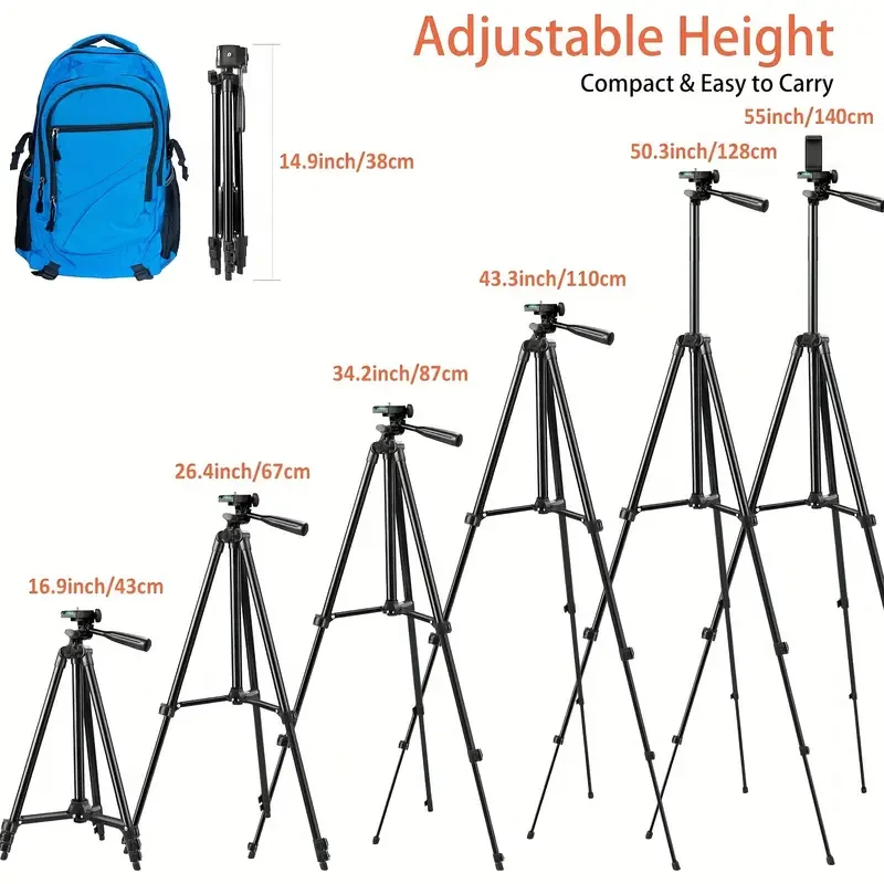ZOMEI 51-Inch Adjustable Travel Tripod with Phone Stand and Clip