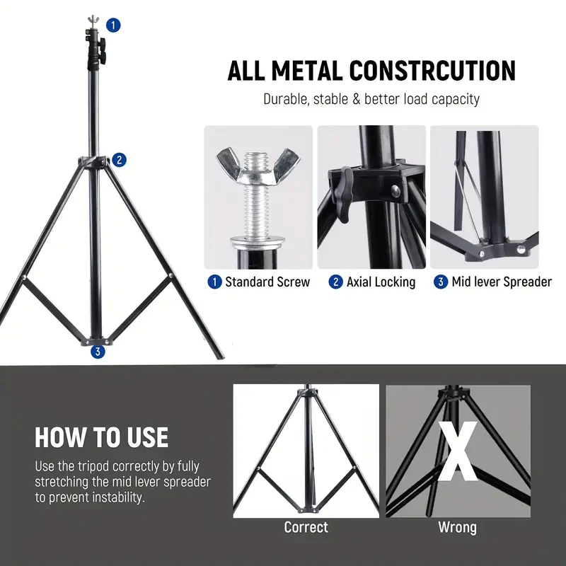 ZOMEI Adjustable Metal Photography Backdrop Stand Kit