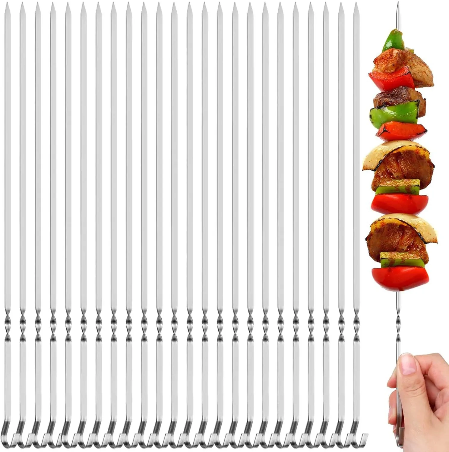 Reusable 25 PCs Metal Satay