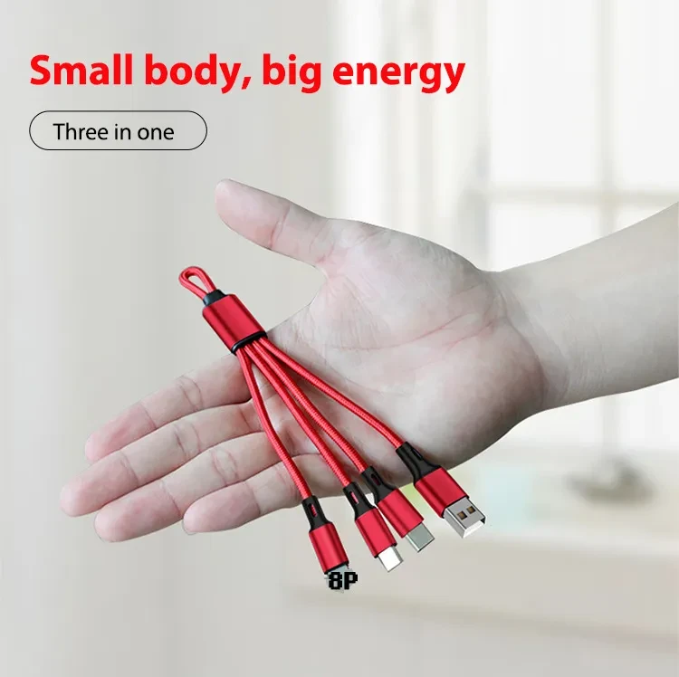 Keychain Three-in-one Data Cable Three-head Charging Cable