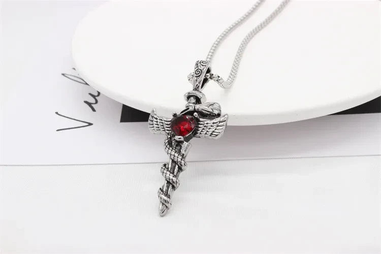 European And American Personalized Vintage Wings Cross Men's Titanium Steel Pendant Necklace