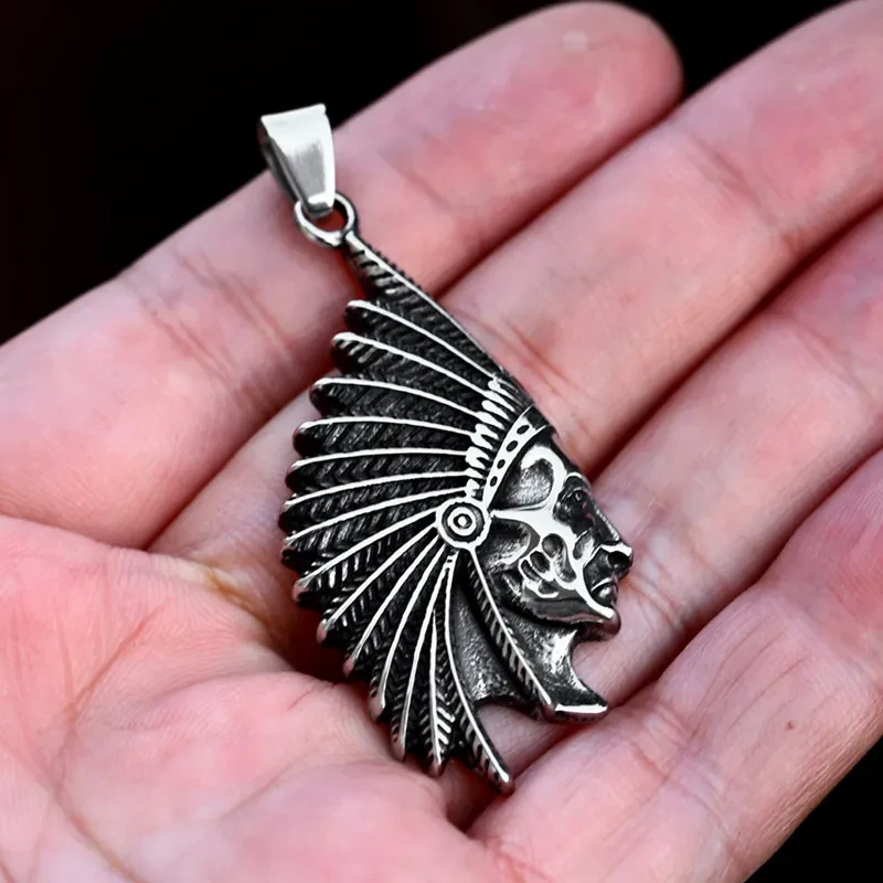 Cast Titanium Steel Indian Pendant Stainless Steel Vintage Punk Style