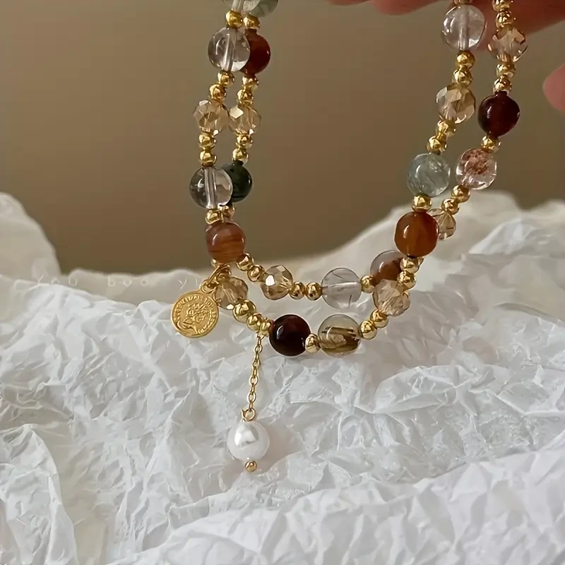 Vintage-Inspired Double Layer Copper Beaded Bracelet