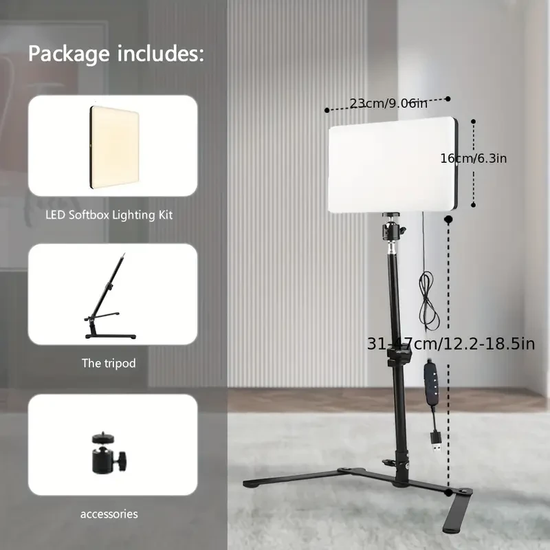 CRI 97 Dimmable LED Selfie Light with Adjustable Stand