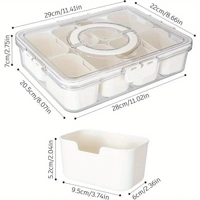 1pc, 8 Compartments Divided Serving Tray With Lid And Handle