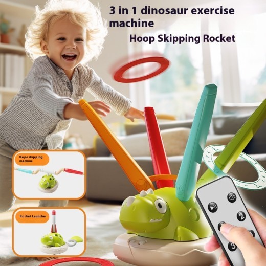 Multifunctional Three-in-one Dinosaur Exercise Machine Children's Ring Throwing Skipping Rope Skyrocket Indoor Outdoor Training Sports
