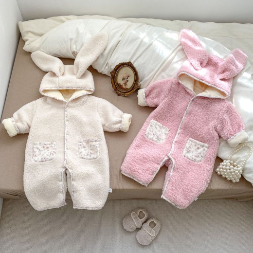 Personality Winter Baby Fleece-lined Jumpsuit