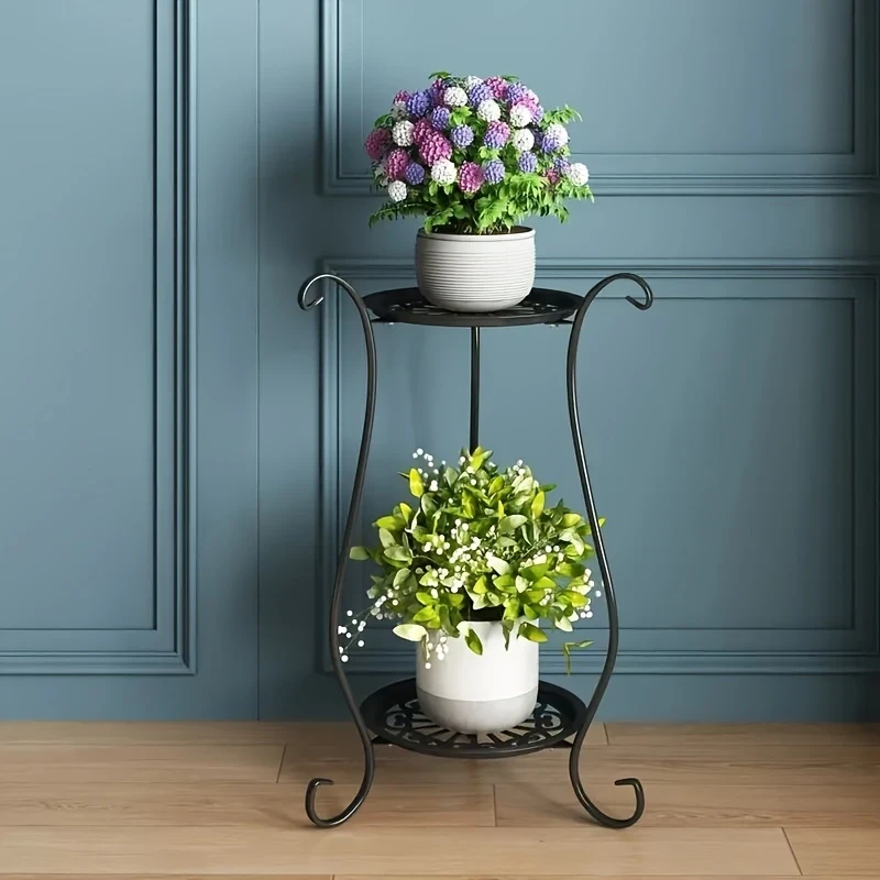 Iron Plant Stand Indoor 2pcs Minimalist European Metal Plant Stands, Versatile for Indoor/Outdoor Use, Flower Pot Holders for Patio, Balcony, Living Room & Garden