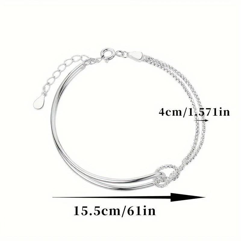 Elegant 925 Sterling Silver Half-Moon Bangle Bracelet with Sparkling Stones - Bohemian Style, Perfect Daily Accessory for Women, Ideal Gift for Valentines Day and Special Occasions