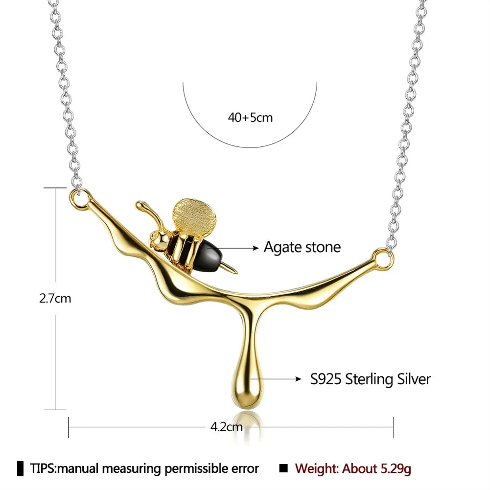 Bee inlaid agate necklace pendant