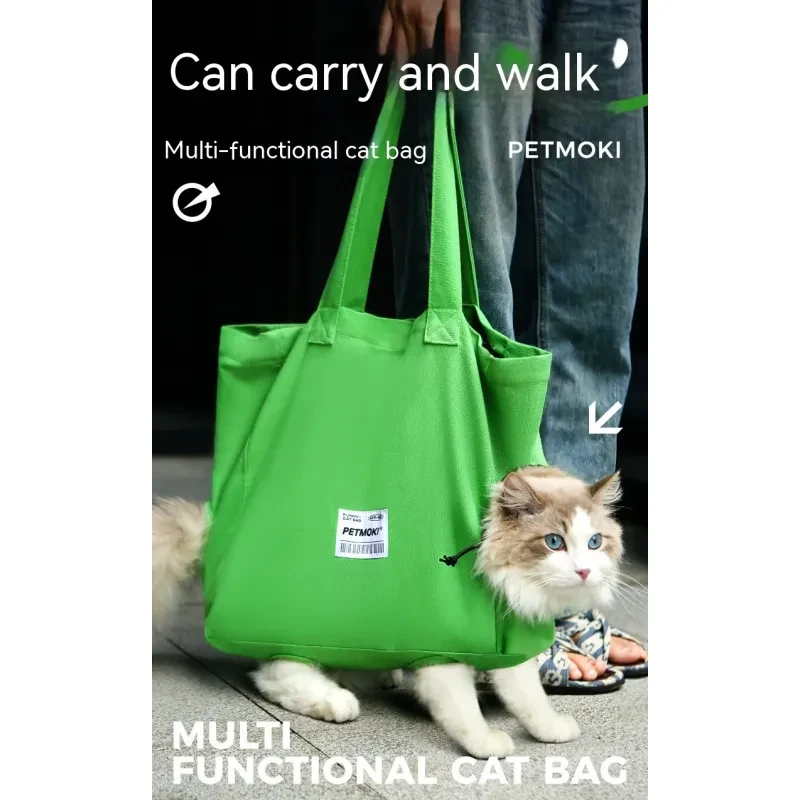 Large Capacity Pet Cat Bag Multifunctional Breathable Dog Canvas Carrier Bag Escape-proof Pet