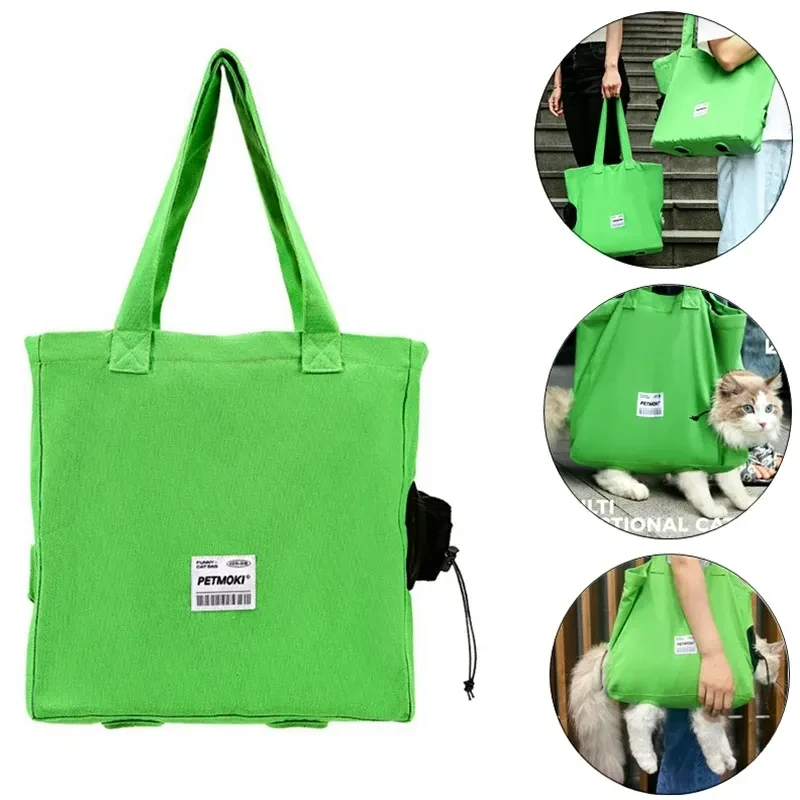 Large Capacity Pet Cat Bag Multifunctional Breathable Dog Canvas Carrier Bag Escape-proof Pet