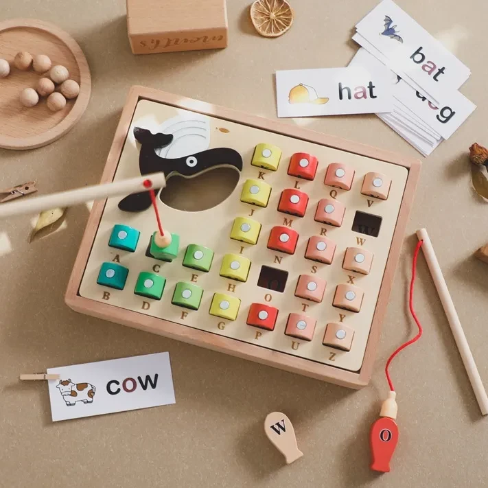 Simple Children's Wooden Fishing Puzzle Toy