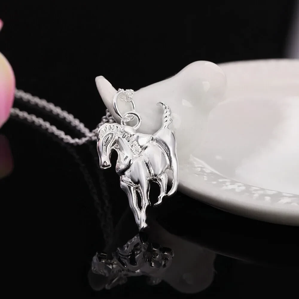 Silver Fine Chain Pendant Necklace