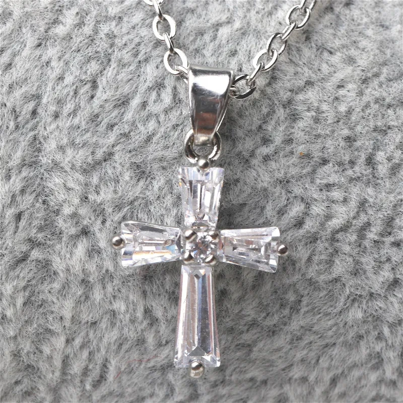 Cross gemstone crystal necklace