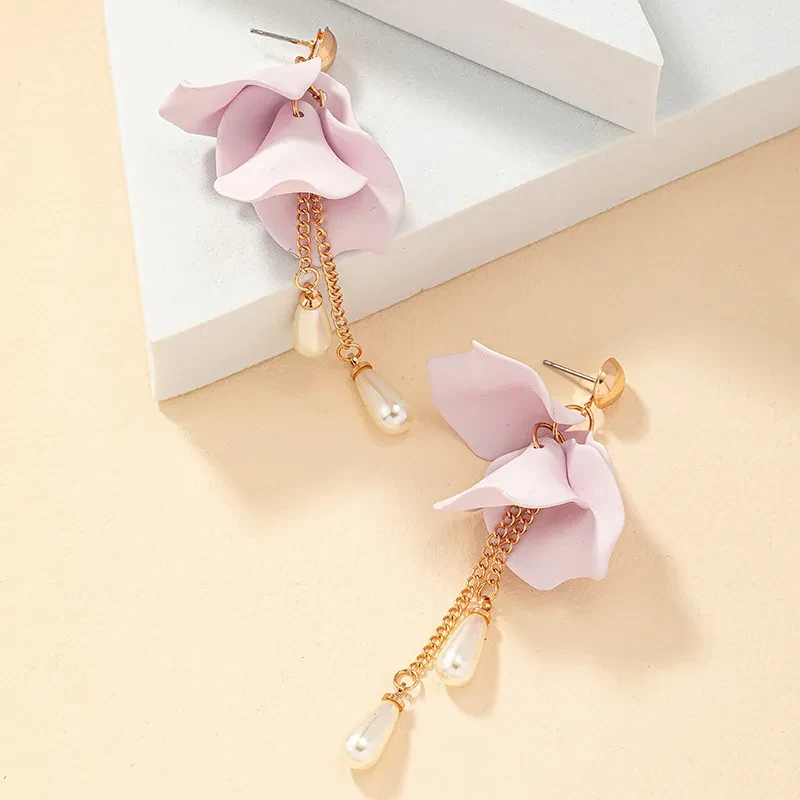 French Retro Fashion Sweet Purple Petal Earrings
