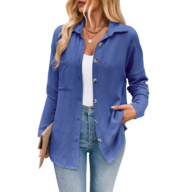 Striped Contrast Color Pocket Long Sleeve Shirt