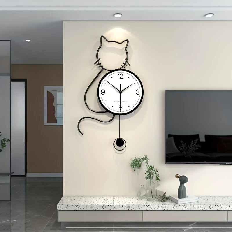 Creative Cat Wall Clock Nordic Minimalist Silent Design, Perfect for Home and Office Decoration, Ideal Holiday Gift Choice