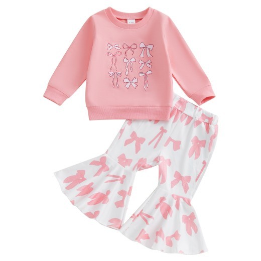 Printed Sweater Full Printed Bell-bottom Pants