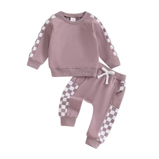 Checkerboard Printed Baby Suit Letters