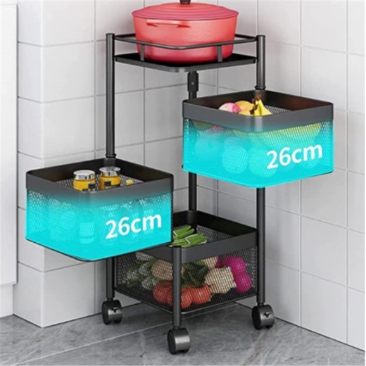 Kitchen Storage Shelf Vegetable Rotating Shelf Floor Multi-layer Square