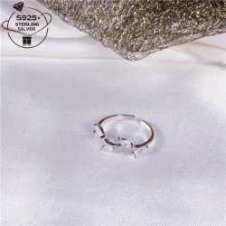 1pc 925 Silver Adjustable Open Ring for Women  Elegant Branch Inlaid with Synthetic Zirconia | Versatile Fashion Jewelry & Gift for Women in New Zealand