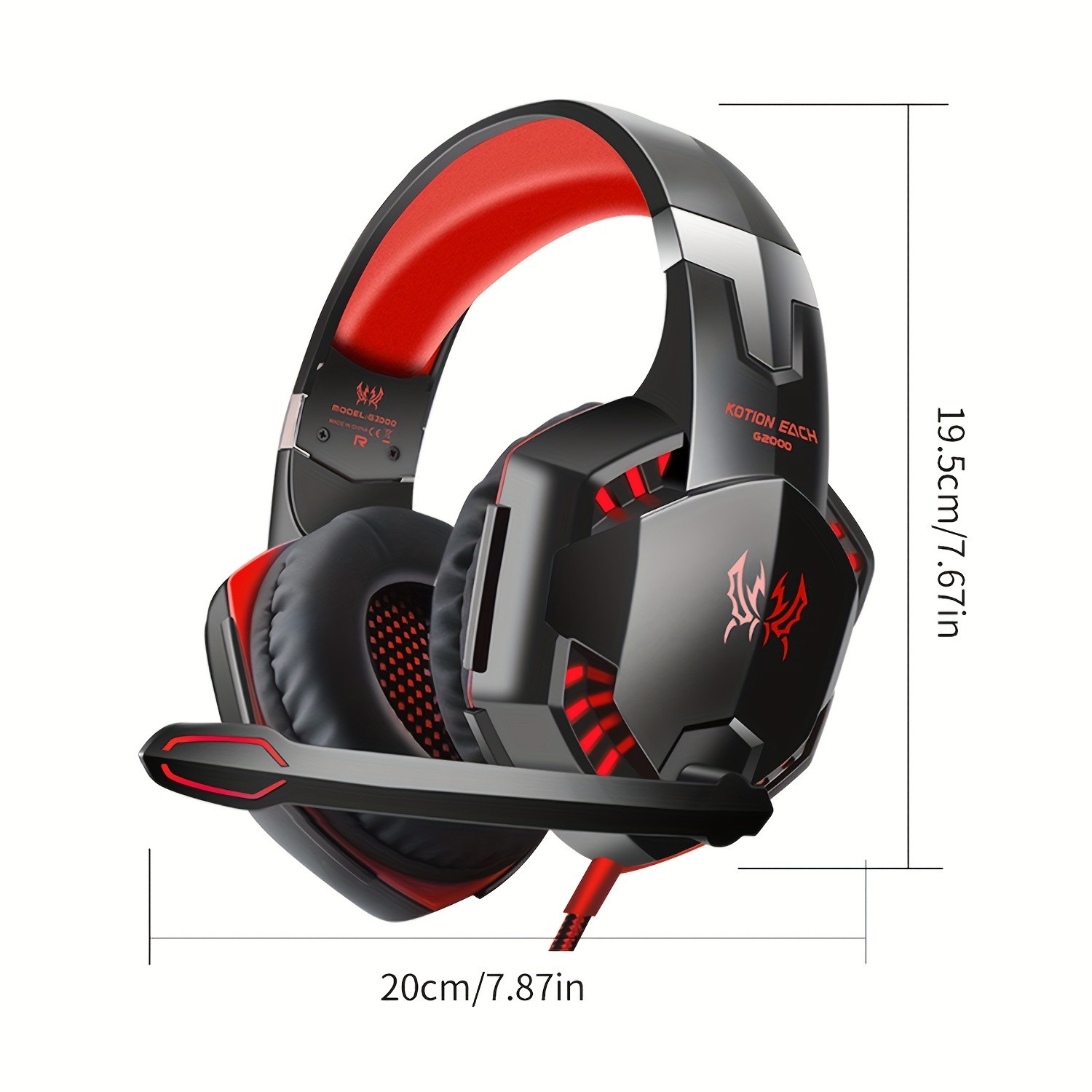 G2000 Gaming Headset  Immersive Audio, Noise Cancelling Mic, LED Lights, Soft Memory Earmuffs