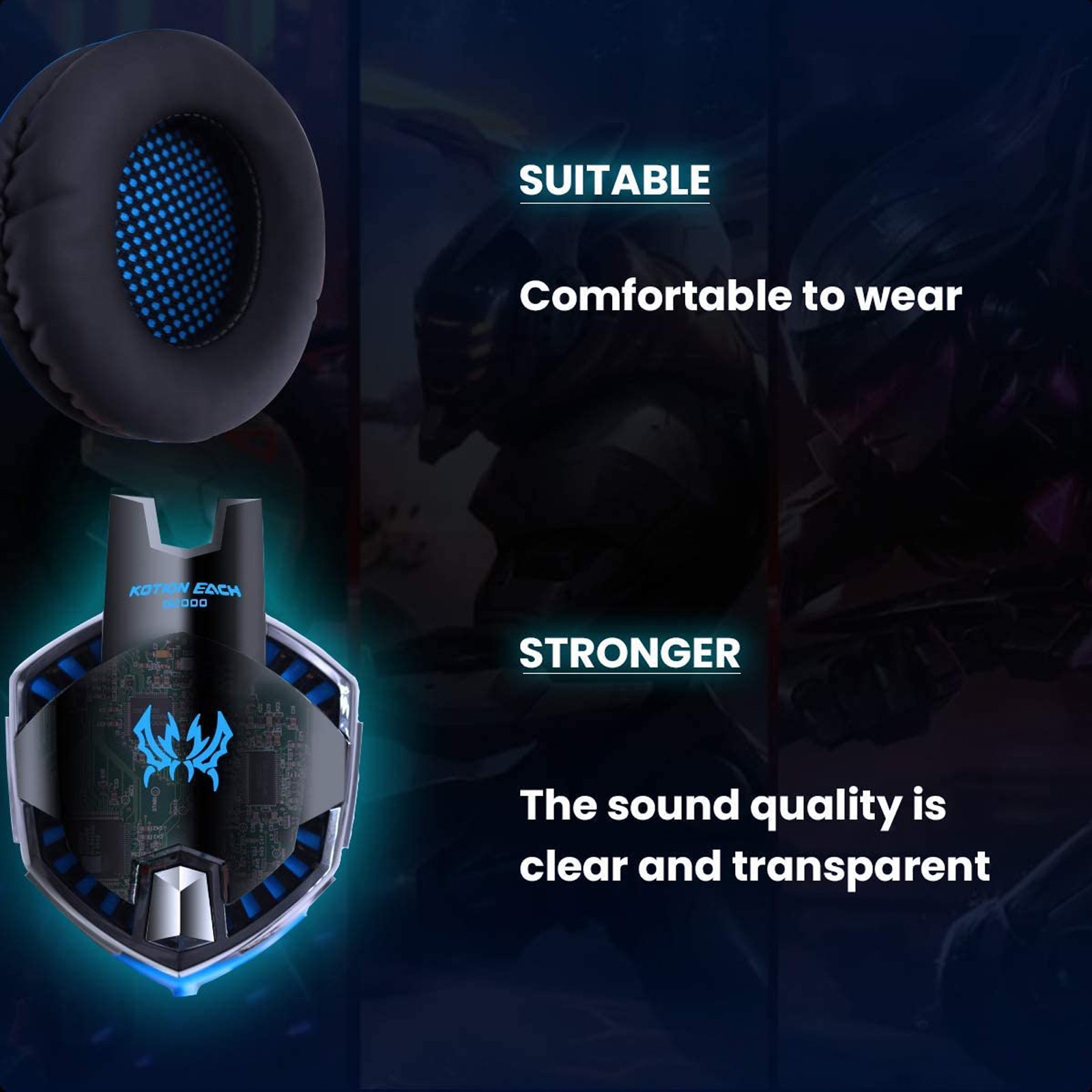 G2000 Gaming Headset  Immersive Audio, Noise Cancelling Mic, LED Lights, Soft Memory Earmuffs