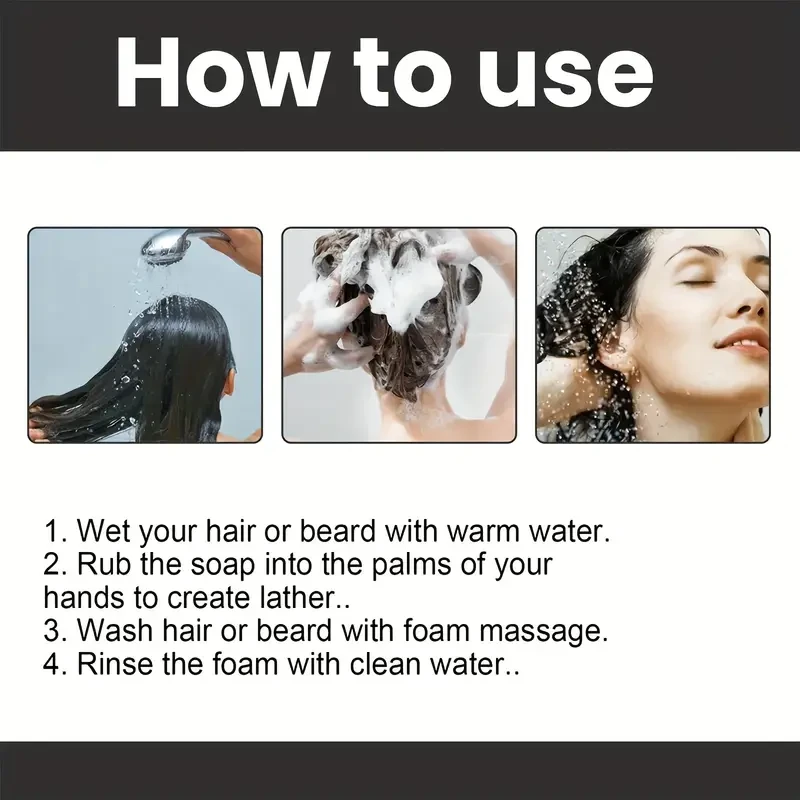 2-in-1 Darkening Hair & Beard Shampoo Bar with Rich Lather