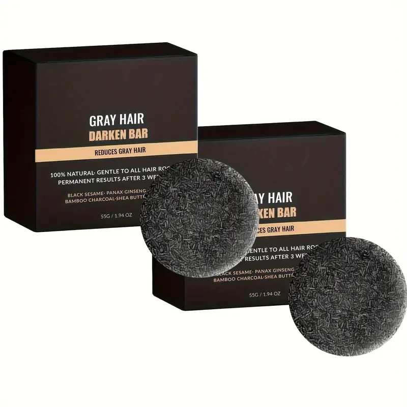 2-in-1 Darkening Hair & Beard Shampoo Bar with Rich Lather