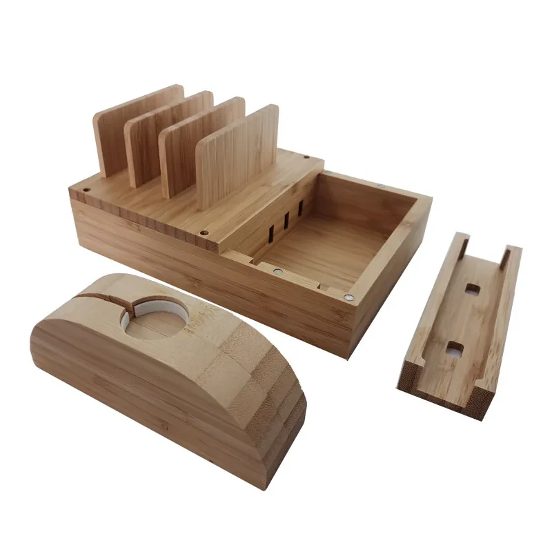 Desktop Multi-USB Bamboo Charger Bracket