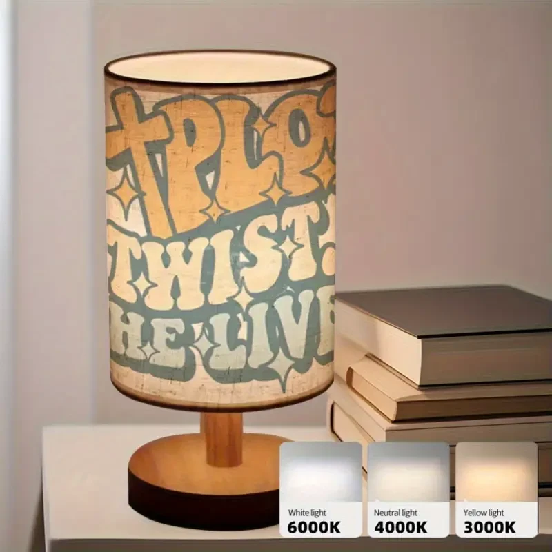 Modern USB-Powered Inspirational Table Lamp PLAN TURN HEAL Design with Tri-Color Lighting for Bedroom & Living Room