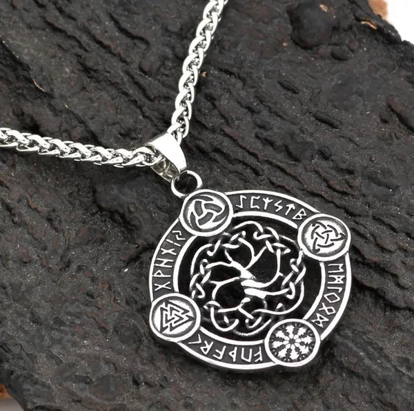 Men'S Wise Hot Life Tree In Europe And America Without Chain, Viking Accessories Nordic Style Pendant Pt406