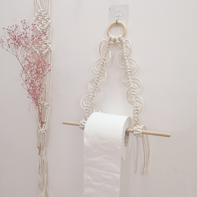 Nordic Style Woven Tapestry Paper Towel Rack Storage Rack